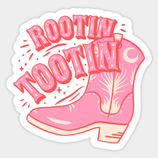 Rootin Tootin | Cowboy Boot Pink Cowgirl Boots Saying Quote Sticker